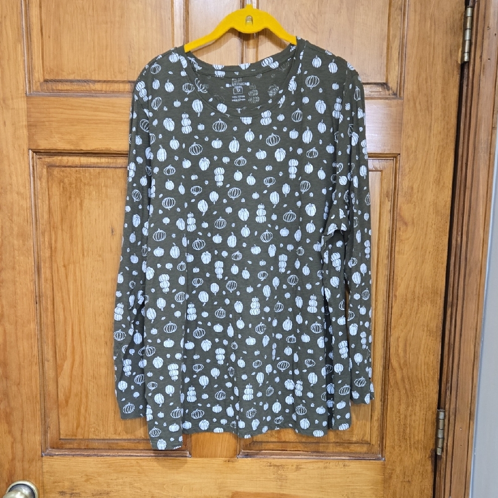 Architect Olive Pumpkin Print Top